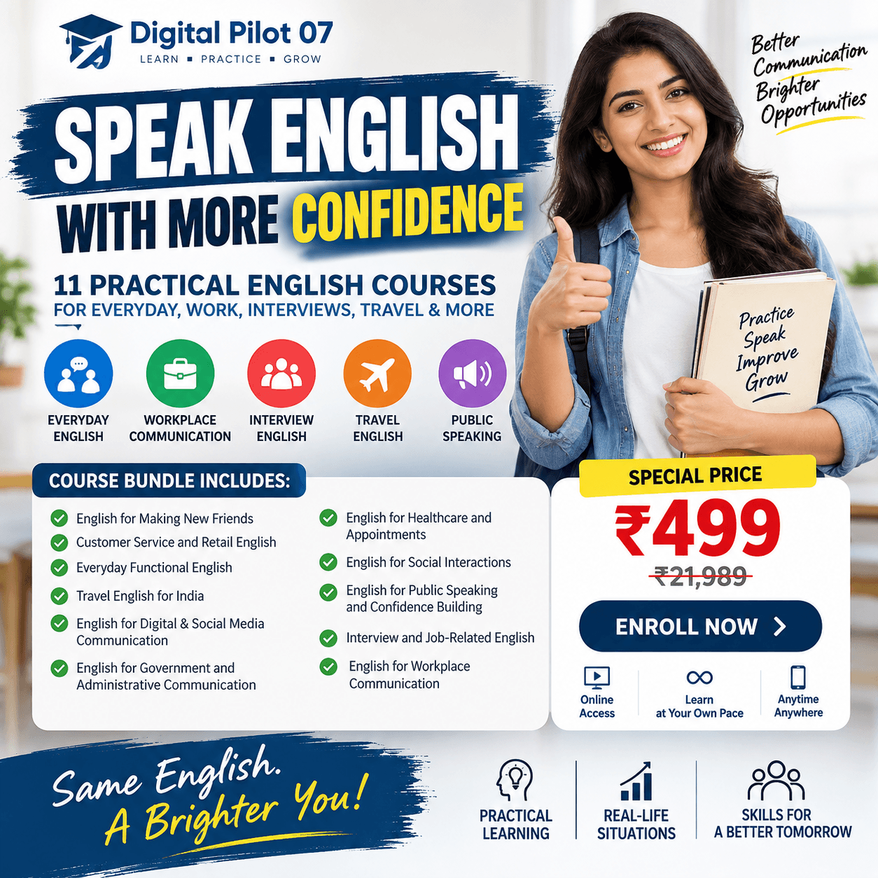 English Speaking & Communication Course Bundle: speak with confidence in daily life, at work and in interviews