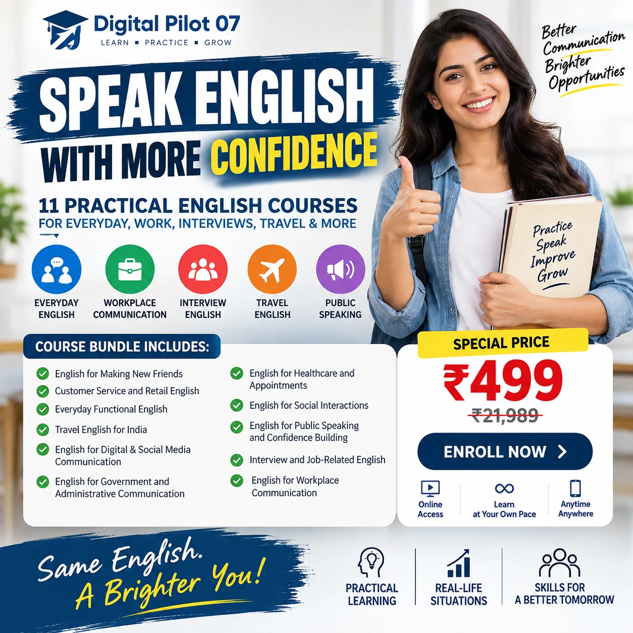 English Speaking & Communication Course Bundle: speak with confidence in daily life, at work and in interviews